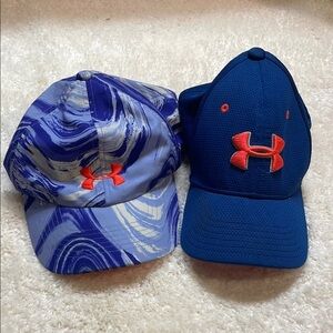 Under Armour Kids Bundle of 2 Blue Purple Baseball caps Sz Youth